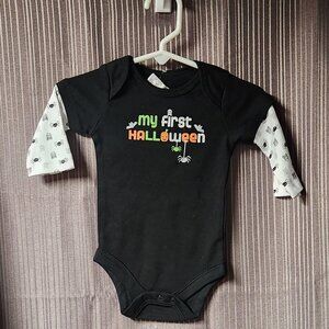 Fall Baby 0-3 Months Long Sleeve "My first Halloween" Bodysuit